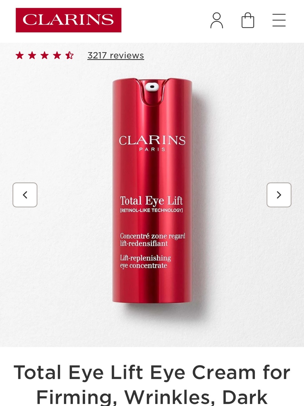 Clarins Total Eye Lift Eye Cream - Red
